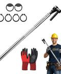 Heavy Duty Ratchet Cargo Winch Tensioner Bar 18 And 22 Inch Reversible Tool with Ergonomic Handle shown with gloves and user