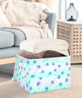 Insane Quality Foldable Storage Bin With Lid, Collapsible Box For Home Bedroom, 300D Oxford Fabric With Hollow Board Frame, Dustproof Flip Top Cover With Velcro Closure, Space Saving Container For Clutter Control holding rolled blankets.
