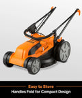 Electric Lawn Mower With 16 Inch Cutting Width 3500 RPM Power 12 Amp Corded Design Eco Friendly No Gas Or Batteries Needed Five Height Settings