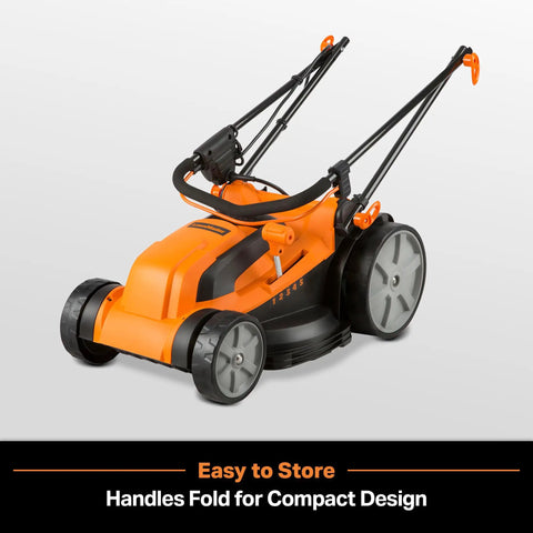 Electric Lawn Mower With 16 Inch Cutting Width 3500 RPM Power 12 Amp Corded Design Eco Friendly No Gas Or Batteries Needed Five Height Settings