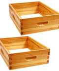 Two Pack 10 Frame Langstroth Medium Super Beehive Box Dipped In Beeswax For Beekeeping Supplies Durable Pine Wood with dovetail joints