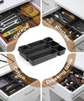 9 Piece Stackable Drawer Organizer Trays Set With Modular Design for desk, vanity, kitchen, and office drawer storage