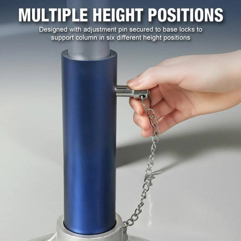 Close-up of 3 Ton Aluminum Jack Stands With Locking Pins For Cars, SUVs And Light Duty Trucks, Lightweight Blue And Silver