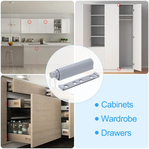 Push To Open Magnetic Door Latches 4 Pack For Hidden Doors Cabinets RV Drawers And Kitchen Cupboards Gray Finish in various settings
