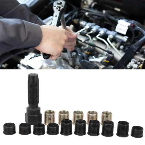 Premium Heavy Duty Thread Repair Tool Kit Built From Tough Carbon Steel For Mechanics And DIY Experts To Fix Damaged Bolts Like A Boss With High Strength Insert Bits And Portable Case Included, carbon steel tap and inserts for engine repair