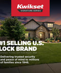 Kwikset Signature Series ad showing a modern house at dusk with #1 selling U.S. lock brand message and security promise.