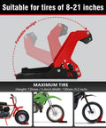 Heavy-Duty Steel Motorcycle Wheel Chock For Trailer Mount Built Tough, Anti-Rust Black And Red Finish, foldable design