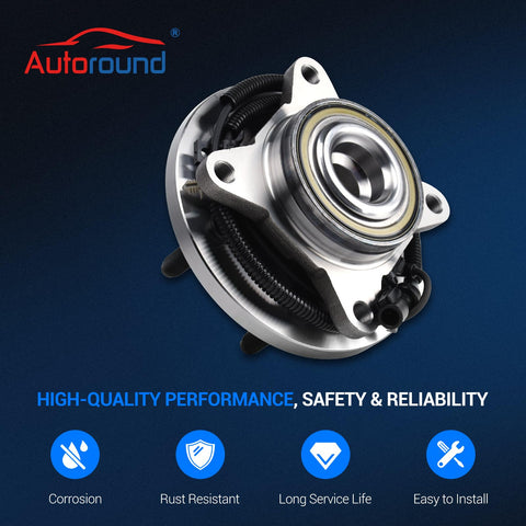 Front Wheel Bearing And Hub Assembly Set Of 2 For 2009 2010 Ford F150 RWD With ABS Six Lug Left Driver Side And Right Passenger Side Replacement Hub Kit For Your Beefed Up Work Truck, product image showing the hub's construction and design highlighting corrosion resistance features