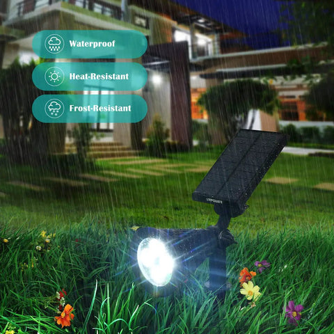 Sun-Powered Outdoor Spotlight Set No-Fuss 2-Pack 2-In-1 Solar Path Lights With Auto On Off Waterproof in garden at night