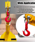 Heavy Duty Forklift Jib Boom Crane With 8800 Lb Capacity shows yellow support with red hook for lifting applications.