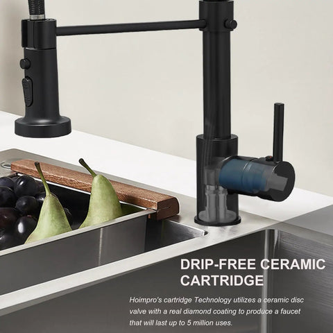 Dope Matte Black Kitchen Faucet With Pull Down Sprayer, 3 Function Spray Head, high arc spout, 360 swivel, single handle