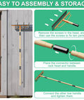 Assembly steps for Heavy Duty Bow Rake With 17 Tines And 55 Inch Adjustable Wooden Handle Built To Last for lawn care and gardening.