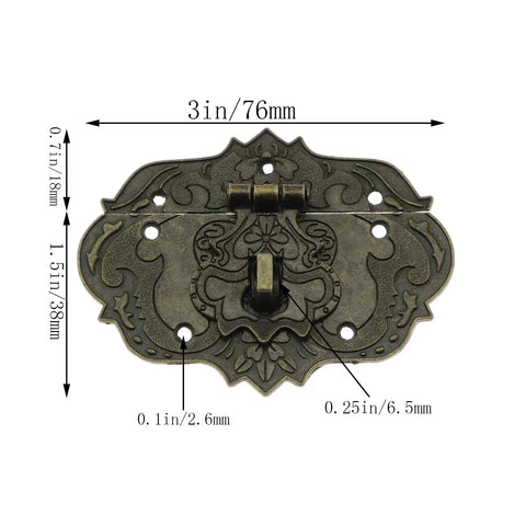 Antique Brass Hasp And Latch Lock Set With Screws For Jewelry Boxes And Wooden Cases Retro Vibe Furniture Decor Embossed Bronze Finish