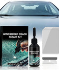 All In One Windshield Crack Repair Kit For Cars And Auto Glass Chips Quick Fix Glass Repair Tool with liquid bottle, blades, and sheets
