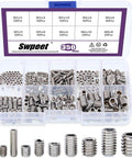 Stainless Steel Allen Head Socket Grub Screw Set With 350 Pieces In 10 Sizes M3 To M8 Internal Hex Drive Cup Point Screws in case