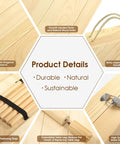 Close-up of features of Folding Picnic Table With Table Runner Portable Boho Wooden Table 80 By 30 Inches With Adjustable Heights.