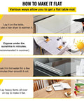 Instructions on how to make a Clear Desk Protector Mat 42 By 78 Inch 1.5 Millimeter Thick Waterproof PVC Pad flat using household items.