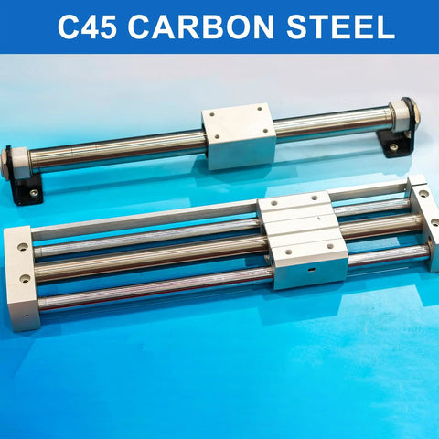 2 Pack 10mm By 1000mm Steel Linear Motion Rods For CNC And 3D Printers Three Eighth Inch Outer Diameter Smooth Precise Guide Shafts Durable High Quality Steel Rods For Tight Quiet Linear Movement, C45 carbon steel rods with guide blocks