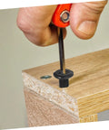 Hella Durable Steel Cabinet Screws And Nuts Hardware Kit For Furniture Assembly Secure Locking Bolts in use with screwdriver.