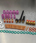 Nishiyuenyi 71 Pc Industrial Tig Consumables Kit With Torch Nozzles Cups Collets Sealing Rings offering various torch nozzles and ceramic cups.