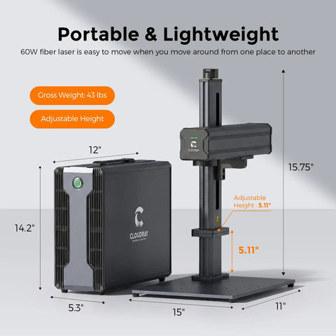 60W JPT MOPA Fiber Laser Engraver For Color Marking And Metal Engraving, High Speed 10,000 mm Per Second, compact design