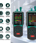 Grab And Go Handheld Dust Particle Counter Monitors Aerosol Density Checks Pm25 Plus Pm10 For Cleanrooms With Fast Digital Readouts And Straight Up Tight Accuracy displayed with 2.8" screen and rapid sampling features.