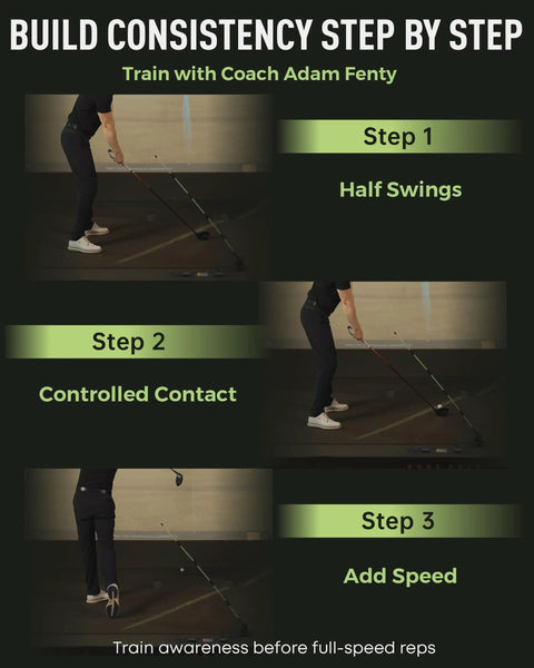 Golf Swing Plane Trainer With Adjustable Alignment Stick Holder And Pro Grade Weighted Metal Build for structured practice steps