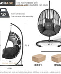 Dimensions and packaging of Oversized Hanging Egg Chair With Stand For Outdoor Patio Garden Balcony, Wicker Swing Chair With Cushions
