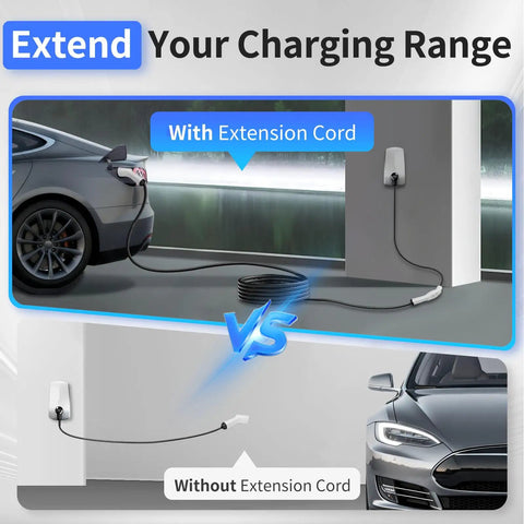 Heavy Duty Nacs Ev Charging Extension Cable Flex Your Tesla Charge Game With 21 Ft Extra Reach 240V 50A Rating comparison image.