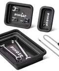 Collapsible Magnetic Parts Tray Organizer Set With 12 Inch Flexible Magnetic Pickup Tool Garage Ready black trays and pickup sweeper