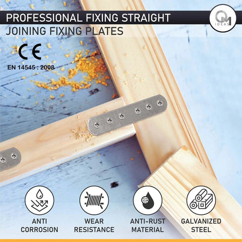 20 Pack Flat Metal Connector Plates 3.94 By 0.63 Inches Galvanized Steel Brackets for Shelves and Furniture Repair on wood