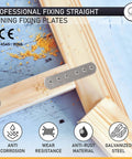 Hella Sturdy Galvanized Steel Connector Plates 20 Pack Flat Mending Brackets shown securing wood joints with screws.