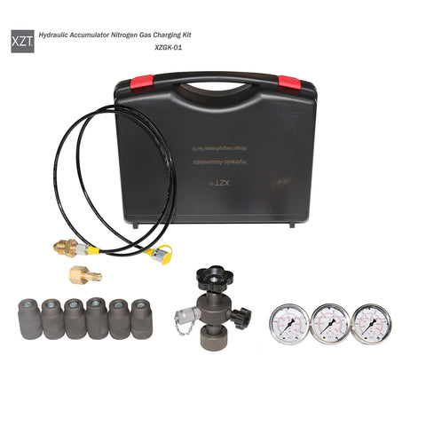 Portable Hydraulic Accumulator Nitrogen Charging System With Seven Adapters And Three Position Gauge For 1500 PSI 3600 PSI 6000 PSI Nitrogen Pressure Test Kit And Gas Charging Tools