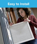 Person installing 20x25x1 Air Filter Replacement For HVAC AC Furnace 3M MERV 1 6 Pack, actual size 19.69x24.69x0.88 in