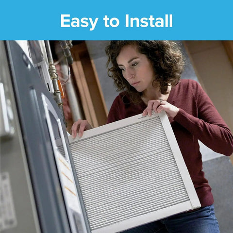 Person installing 20x25x1 Air Filter Replacement For HVAC AC Furnace 3M MERV 1 6 Pack, actual size 19.69x24.69x0.88 in