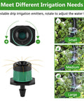 One Quarter Inch Adjustable Drip Emitter Set Of 100 For Garden Watering, Green sprayer with flow control settings and description