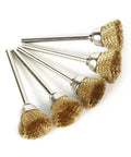 Heavy Duty Steel Wire Wheel Brushes That Totally Strip Rust Clean Welds And Deburr Metals Like A Badass Rotary Tool Accessory, 5 pack, gold wire.