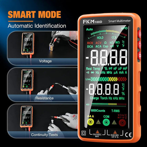 Handy Digital Multimeter With Auto Ranging And Smart Mode 6000 Count TRMS Rechargeable Voltmeter 5 Inch Color LCD display