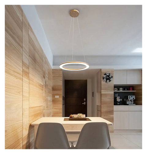 Kitchen LED s for Dining Room Modern Lights for Living Room Golden Circle Pendant Lights Home Design Lighting Indoor in black.