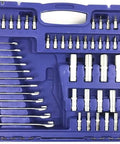 All Purpose Socket Wrench Tool Set For Home Auto Repair Kit with mixed sockets, ratchet, hex, star, torx, spline bits in case