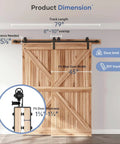 Bypass Double Sliding Barn Door Hardware Kit 6.6ft Track For Double 45 Wide Doors Smooth Quiet Ball Bearing Rollers Aluminum Alloy