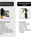 Pro Grade HVLP Gravity Feed Paint Spray Gun With 1.8 Mm Fluid Needle And 600Cc Cup showing 0.8mm nozzle and ergonomic handle for comfort.
