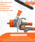 Heavy Duty M16x1.5 Thread Spray Gun Cup Adapter Smooth Gravity Feed Paint Sprayer Fitting 16mm Female with REFINE branding.