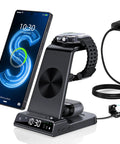 Three In One Wireless Charging Station With Clock For Galaxy S25 Ultra S24 Ultra Z Flip 7 Fold 6 Buds Pro And Galaxy Watch 8 7 6 5 Pro