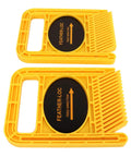 2 Pack Heavy Duty Adjustable Extended Featherboards Rock Solid Woodworking Safety Tool For Table Saw Router Table With Wedge Lock And Fast Miter Slot Fit Top Shelf Yellow Grip, showing yellow ABS material with grip handles.