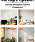 Easy Peel And Stick White Wallpaper Roll With 5mm XPE Foam Thermal Insulation in varied settings: office, bedroom, game room, living room.