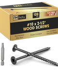 Deck Screws 2-1/2 Inch, Number 10, 108 Pack, Star Drive Wood Screws for Timber and Landscaping, Rust Resistant Coated, T25 Bit, Black Finish