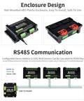 Rugged Modbus RTU 8 Channel Relay Module With RS485 Interface And ABS Enclosure, featuring RS485 bus cascading diagram