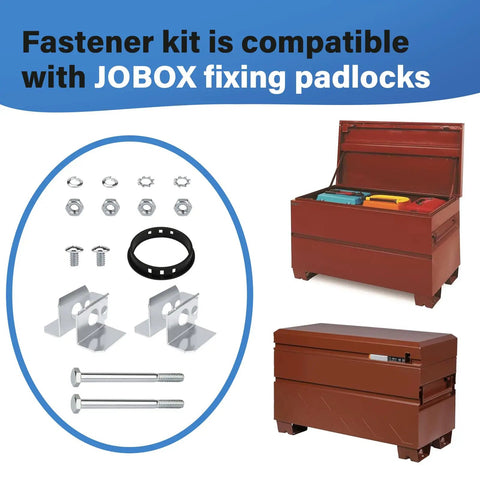 Padlock Fastener Kit For Delta Jobox Cabinets 15 Piece Set with O rings clips nuts bolts and toolbox image