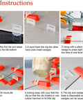 Tile Leveling System Clips 4000 Pieces DIY Friendly Leveler Spacers for Ceramic Tile and Stone Installations With 1/32 Inch Grout Joint Works on Wall and Floor Tiles Fits 1/8 To 1/2 Inch Tile Thickness White showing use instructions